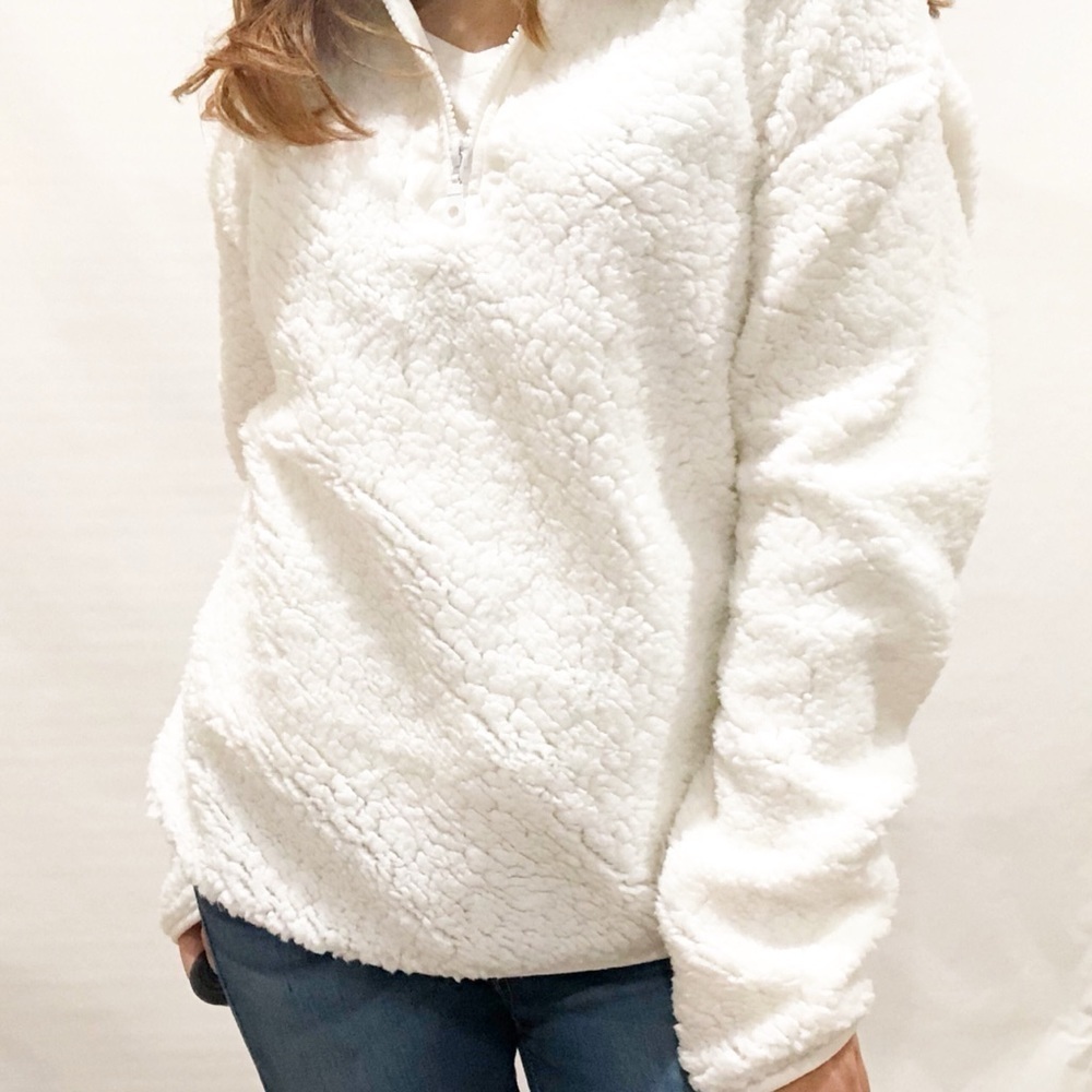 WallFlower‎ Sherpa Teddy Bear Women's Sweatshirt Beige Size M NWTO